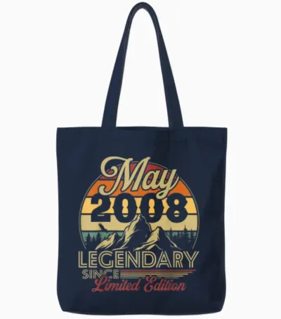 Vintage Anniversaire 18 Ans Pour Né En Mai 2008 Cadeau Tote Bags - Navy
