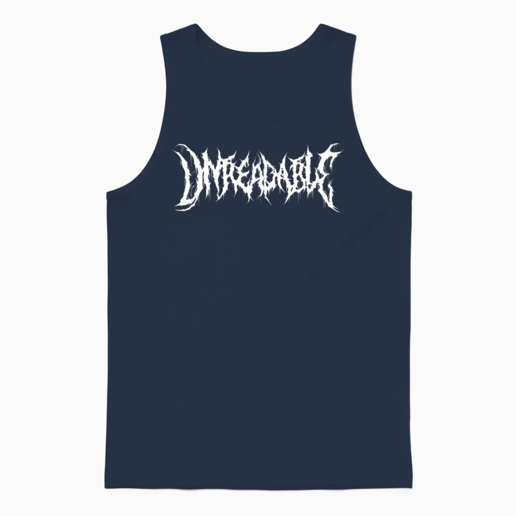 Unreadable. Death Metal, Extreme Black Metal Band Funny Rock Unisex Tank Top in Navy