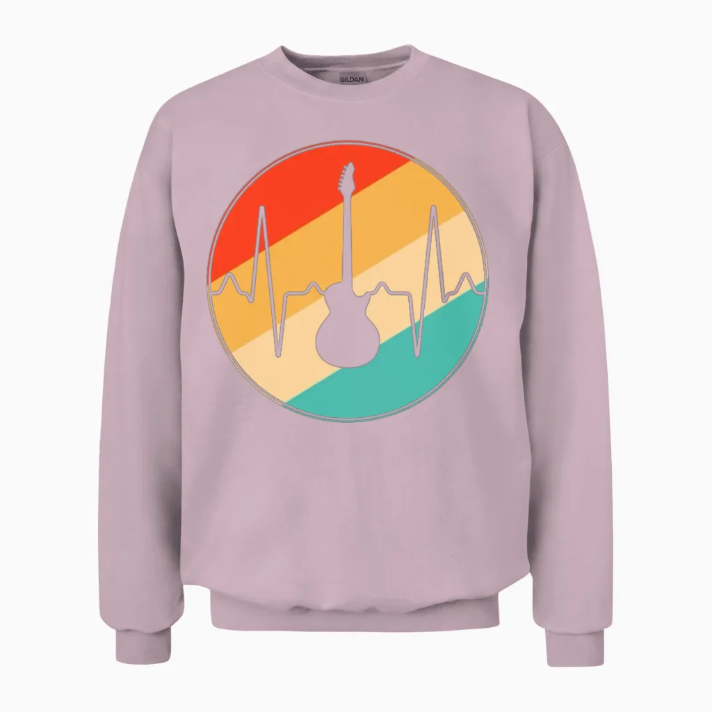 Rock Retro Heartbeat Unisex Sweatshirt in Light Pink