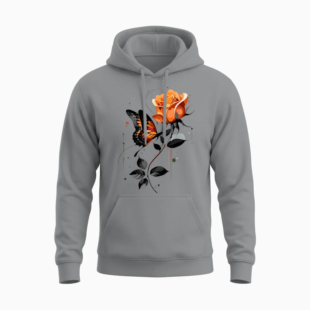 Blumen Und Schmetterlinge Damen Outfit T-Shirt, Gray Unisex Hoodie in Sport Grey
