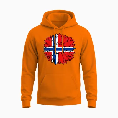 Drapeau De La Norvège Tournesol Fierté Norvégienne Racines Norvégiennes Unisex Hoodie - Safety Orange