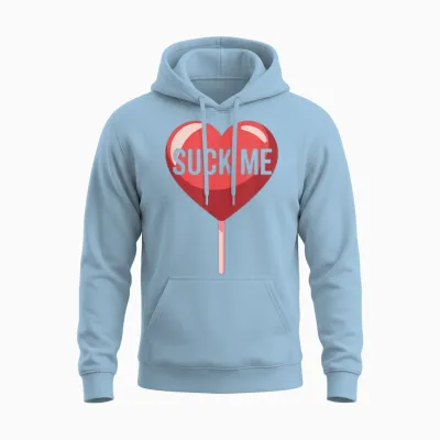 Suck Me Valentine T-Shirt, Black, S Unisex Hoodie - Light Blue