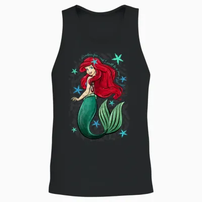 Disney the Little Mermaid Ariel's Song Music Notes T-Shirt Small Unisex Tank Top - Black