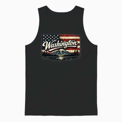 Retro Washington Unisex Tank Top - Black