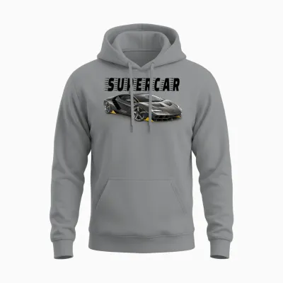 Super Italian Car T-Shirt, Blue Unisex Hoodie - Sport Grey
