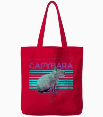 Capybara Retro Tote Bags - Red