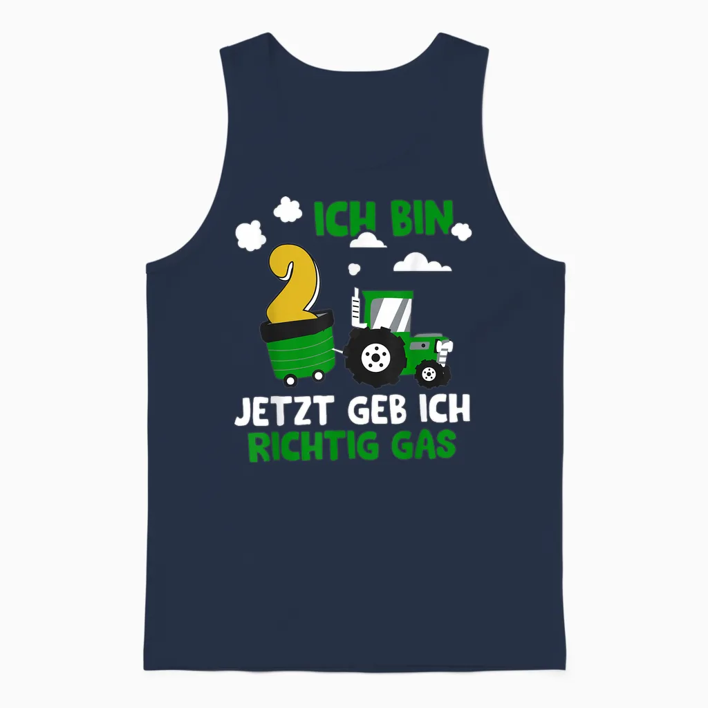 2. Geburtstag Junge, Jetzt Geb Ich Richtig Gas, Traktor Unisex Tank Top in Navy