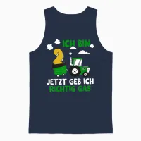 2. Geburtstag Junge, Jetzt Geb Ich Richtig Gas, Traktor Unisex Tank Top in Navy - 1