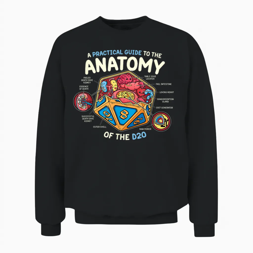 Anatomy of the D20 Polyedrische 20-Seitige Würfel Lustiges Rpg Unisex Sweatshirt in Black