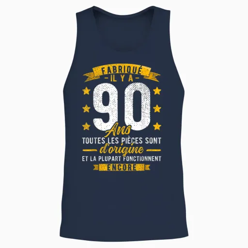Made 90 Years Ago Birthday Man Joke 90 Years Unisex Tank Top - Navy