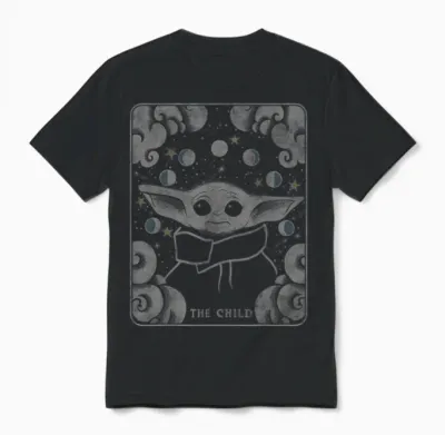 Star Wars Mandalorian the Child Tarot Card Unisex T-Shirt - Black