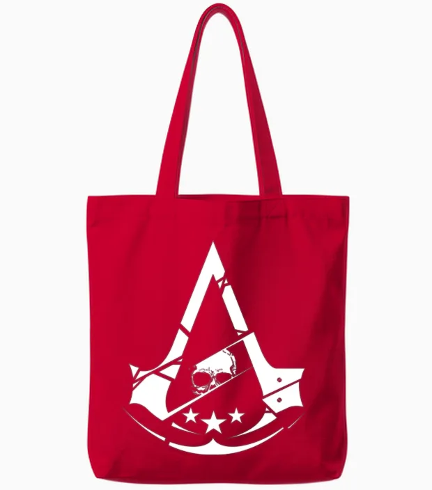 Assassins Creed Skull Logo Halloween Tote Bags in Red
