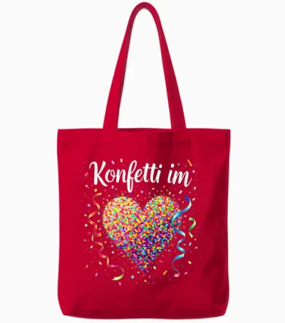 Confetti in the Heart Carnival T-Shirt, Black Tote Bags - Red