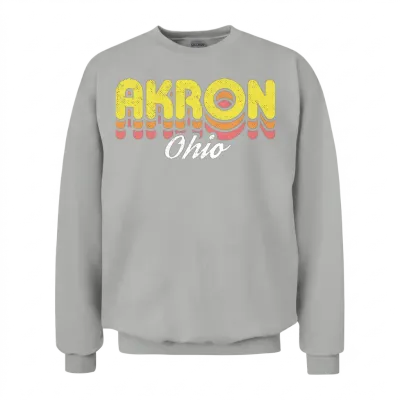 Retro Akron Ohio Unisex Sweatshirt - Ash