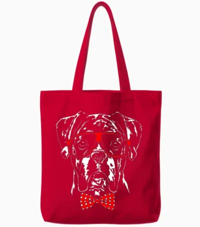 Funny German Boxer Dog Smart Dog Clever Dog Tote Bags - Red