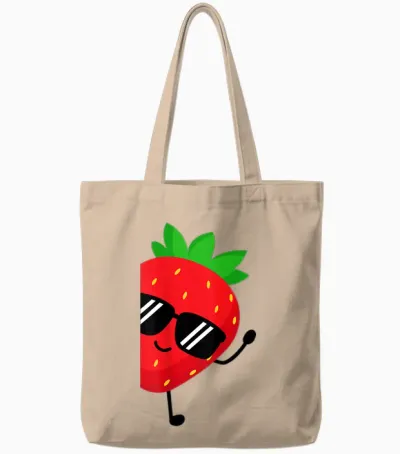 Kinder-Erdbeer-Shirt Für Jungen Oder Mädchen, Niedliches Erdbeer-Geschenk Tote Bags - Natural
