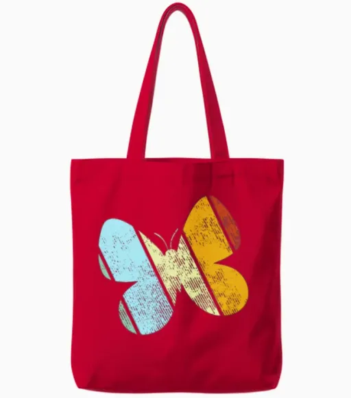 Butterfly Retro Tote Bags - Red