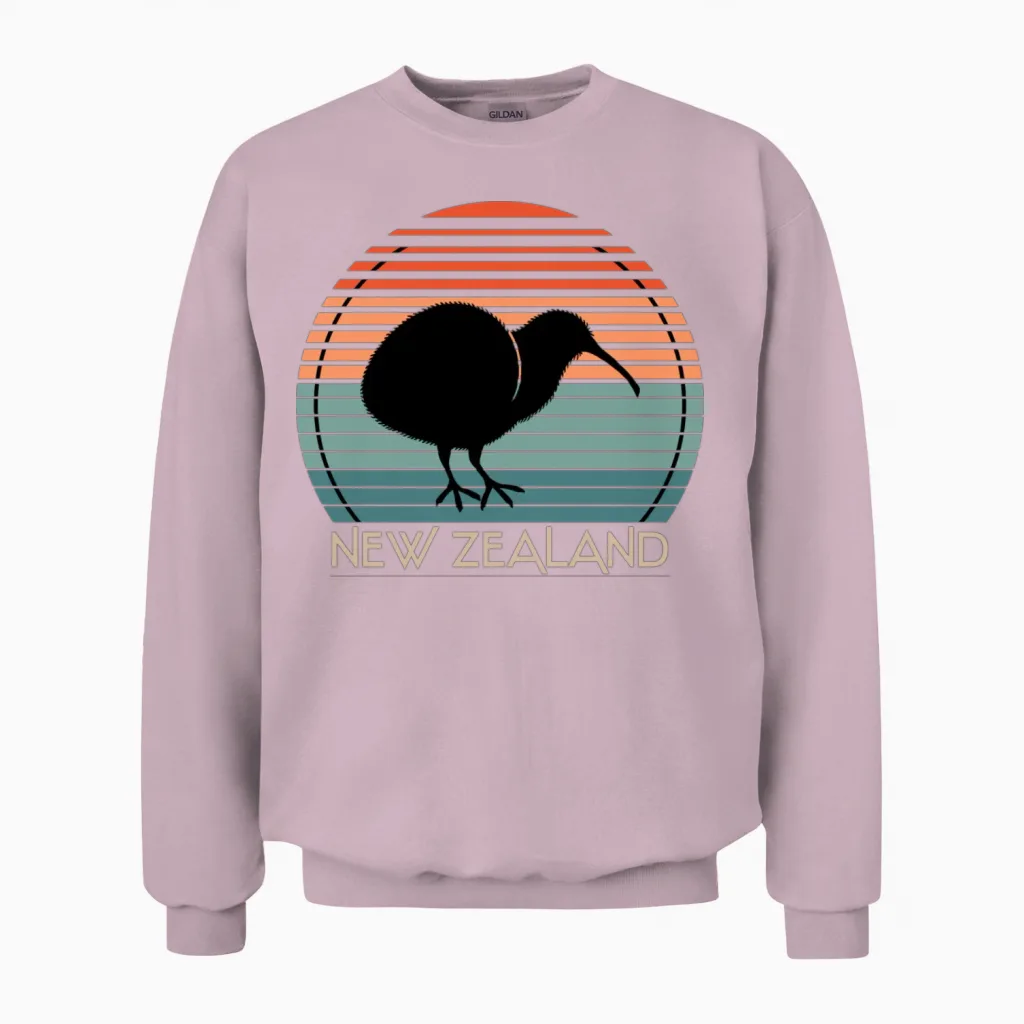 New Zealander Kiwi Bird Retro New Zealand Unisex Sweatshirt - Light Pink