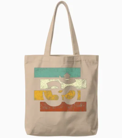 Meditation Retro Tote Bags - Natural