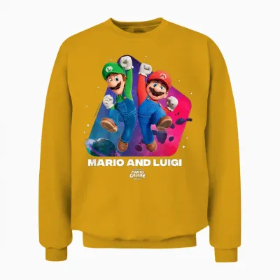 The Super Mario Galaxy Movie Mario & Luigi Jump Unisex Sweatshirt - Gold