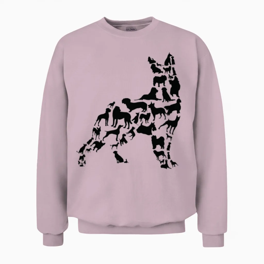 Dog Owner Dog Lover Silhouette Unisex Sweatshirt in Light Pink