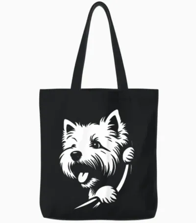 West Highland White Terrier Spähender Hund Westie Design Tote Bags - Black