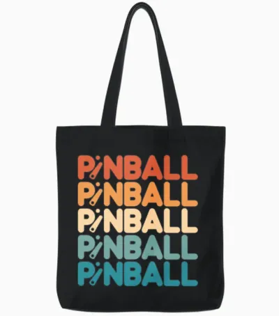 Pinball Retro Style Tote Bags - Black