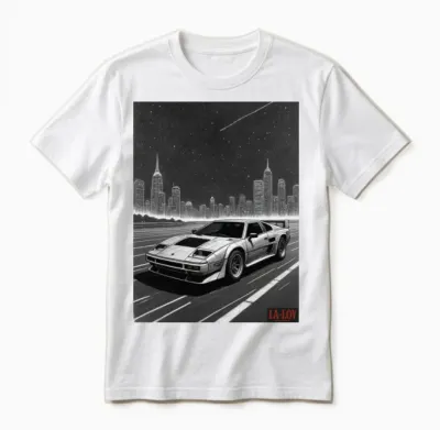 Retro Synthwave Racer Unisex T-Shirt - White