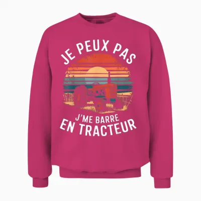 Je Peux Pas J'me Barre En Tracteur Paysan Gift Humour Christmas T-Shirt, Black, S Unisex Sweatshirt - Heliconia