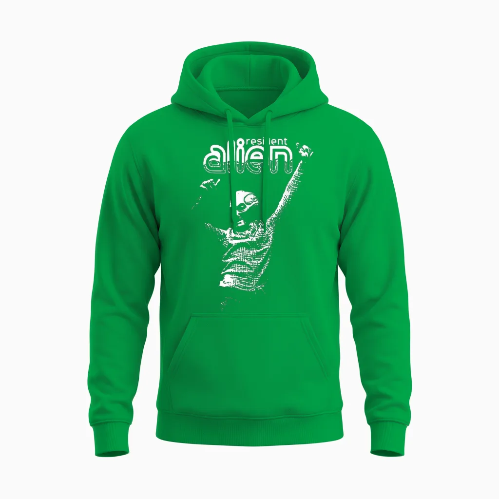 Alien Resident T-Shirt, Black, S Unisex Hoodie in Irish Green