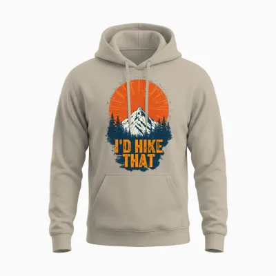I'd Hike That - Vintage Mountain Hiking Unisex Hoodie - Sand