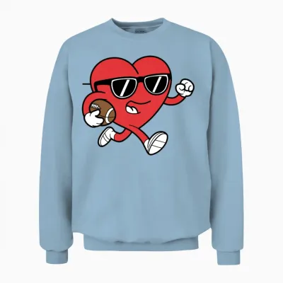 Heart American Football Valentines Day Boys Unisex Sweatshirt - Light Blue
