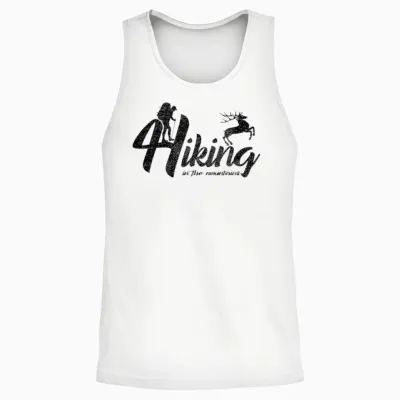 Hiking in Mountians Unisex Tank Top - White