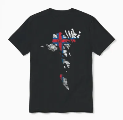 Faroe Islands Silhouette Faroese Flag Scandinavia Unisex T-Shirt - Black