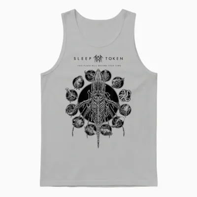 Sleep Token Remains White Unisex Tank Top - Ash