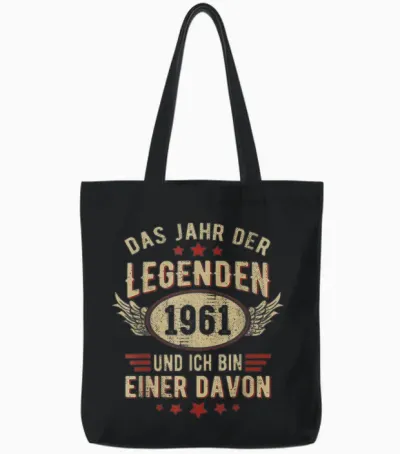 1961 Jahr Der Legenden Jahrgang 1961 Geburtstag Retro Tote Bags - Black