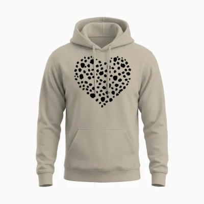 Cute Dalmatian Pattern Heart Love for Women and Girls T-Shirt, White Unisex Hoodie - Sand