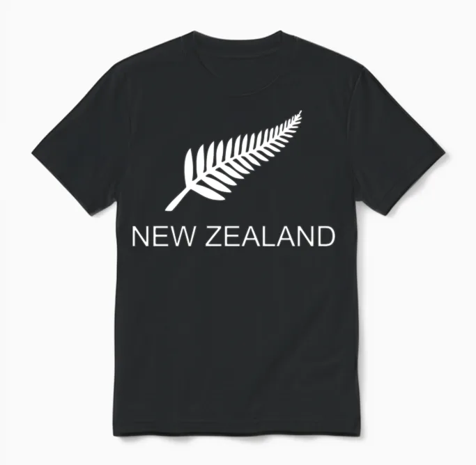 New Zealand Fern Rugby Fan Unisex T-Shirt in Black