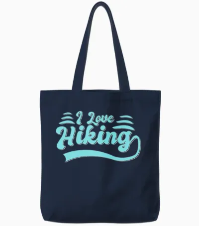 I Love Hiking Tote Bags - Navy