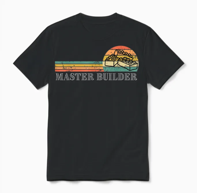 Master Builder - Block Building Kids & Adults Birthday Gift T-Shirt Small Unisex T-Shirt in Black