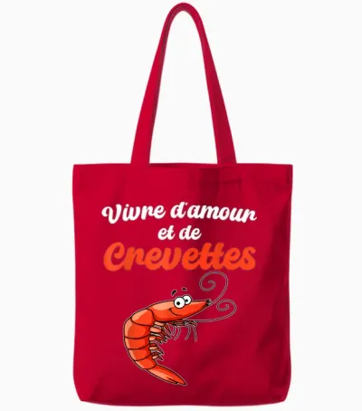 Living Love and Shrimp Humor Crustaceans Shrimp Sea T-Shirt, Black, S Tote Bags - Red