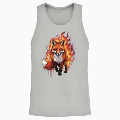 Flame Fox Illustration Unisex Tank Top - Ash
