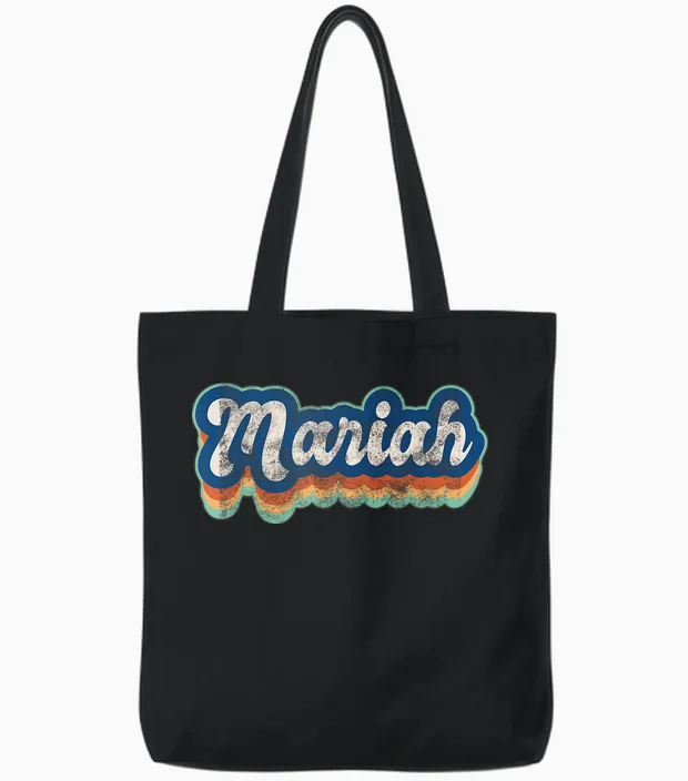 Mariah Name Girl Vintage Style 70s 80s Custom T-Shirt, Black, S Tote Bags in Black
