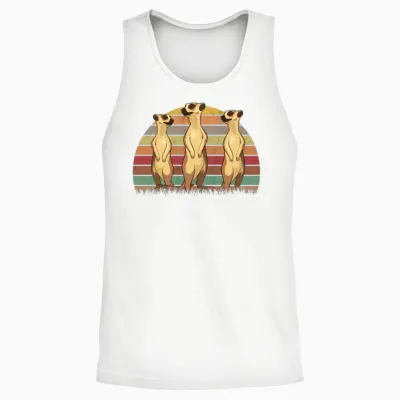 Meerkat Vintage Retro Unisex Tank Top - White