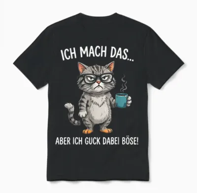 Ich Mach Das Aber Ich Guck Dabei Böse Katze Lustige Sprüche Unisex T-Shirt - Black