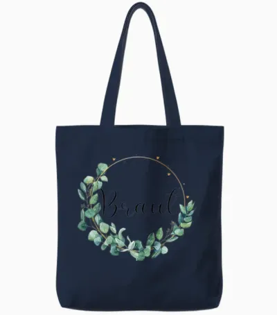 Bride to Be Stag Night Wedding Eucalyptus T-Shirt, White Tote Bags - Navy