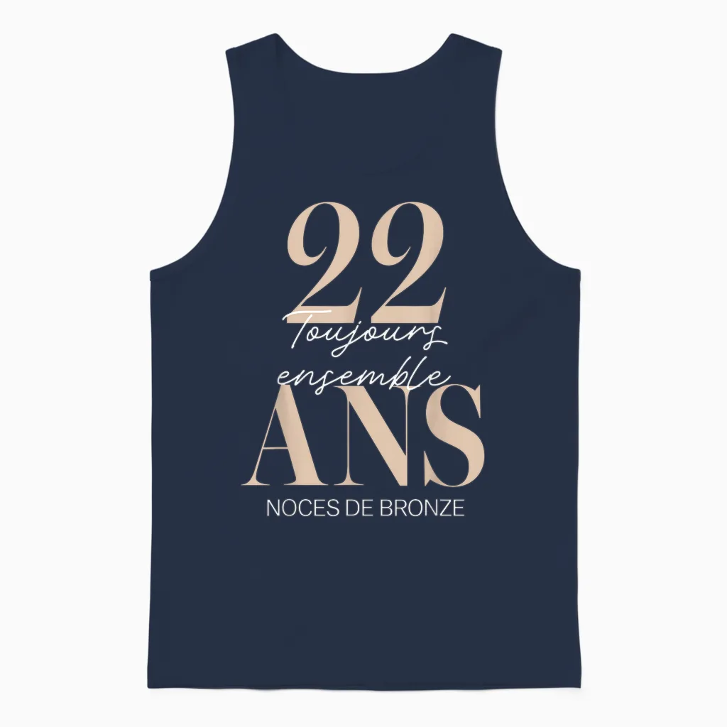 22 Years Wedding Gift Idea β Bronze Wedding Anniversary Unisex Tank Top in Navy