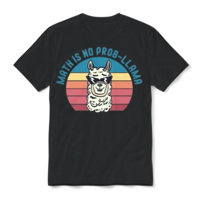 Math Is No Prob Llama Retro Unisex T-Shirt - Black