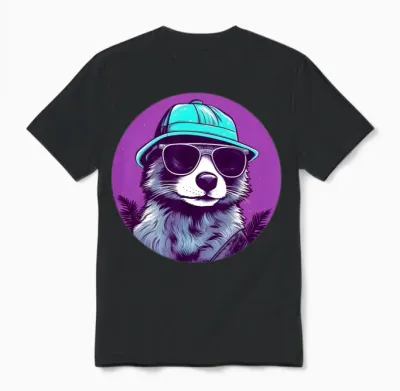 Retro Raccoon Lovers Design Unisex T-Shirt - Black
