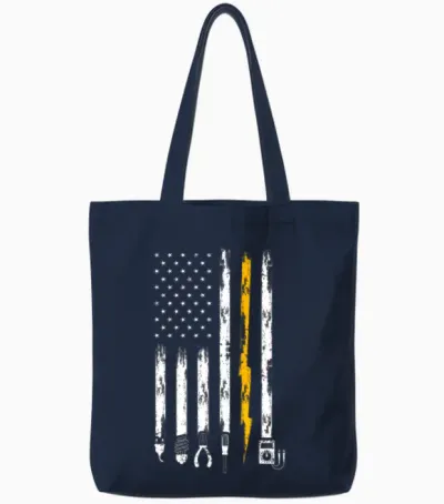 Electrician Us Flag Tools for Electricians Gift Tote Bags - Navy